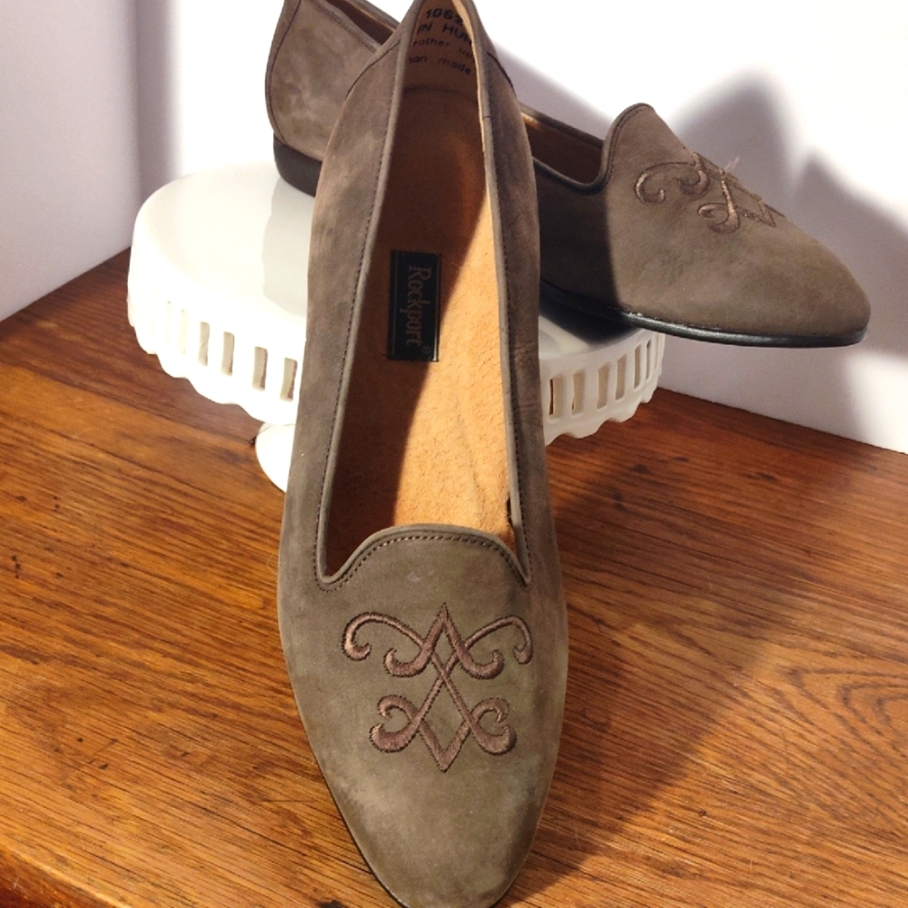 Rockport Women's Olive Suede Loafers Size 9 And 1/2